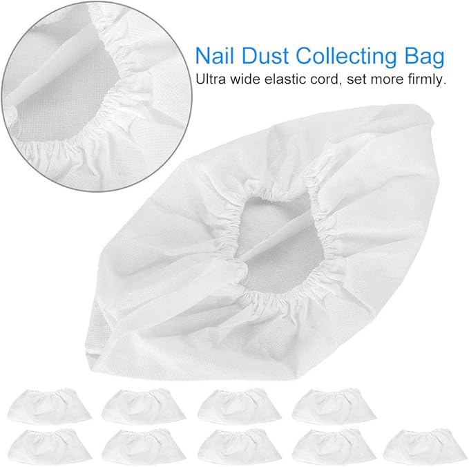 Semme Nail Dust Collector Bag, Replaceable Dirt Suction Bag with Elastic Cord Suitable for All Nail Art Dust Suction Collector, Nail Art Salon Tools (10PCS)