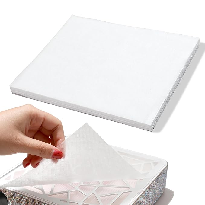 50PCS Nail Dust Collector Filter Cotton, PP Material Dust Collector Nail Tech Filter Cotton Pad Replacement Nail Vacuum Dust Vollector Filters Film Paper for Nail Supplies