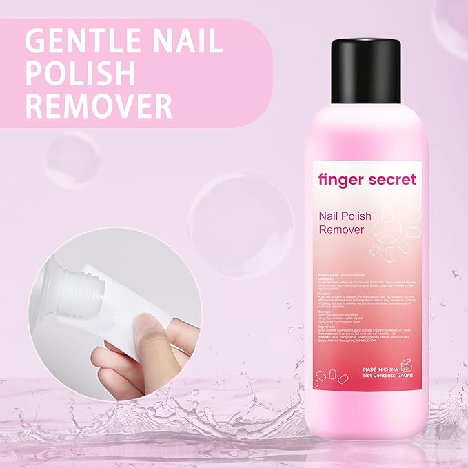 Nail Polish Remover, finger secret Nail Remover Polish 240ml,Gel Nail Remover Polish,Professional Gel Polish Remover for Nails Quickly & Easily & Effectively Remove Gel Polish