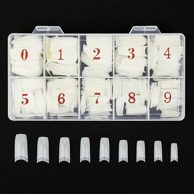 Acrylic Nail Tips Natural 500Pcs French Artificial False Tip for Manicure Nails Art Salons & Home DIY