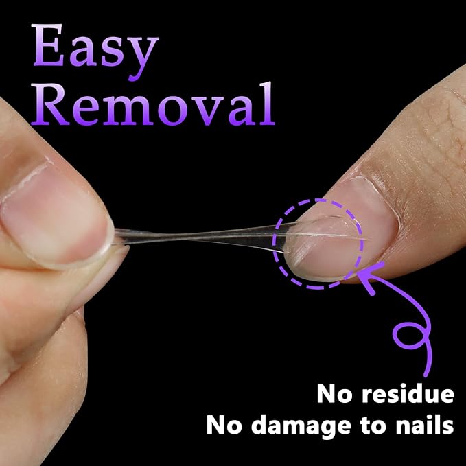 Laza 10 Sheets 300 Pcs Clear Nail Adhesive Tabs 15 Sizes Waterproof Fake Nail Glue Sticker Super Sticky Nail Bond Double Sided Jelly Glue for Press On Nails Stickers Manicure Glues Tabs No Crease