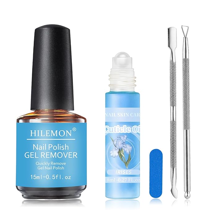 Quick Gel Nail Polish Remover Kit, Magickly Remove Polish in 3-5 Mins for Nail Gel, with a 15ml Gel Remover, Cuticle Oil & Nail Tools, No Need to Soak or Wrap (Remover&Oil)