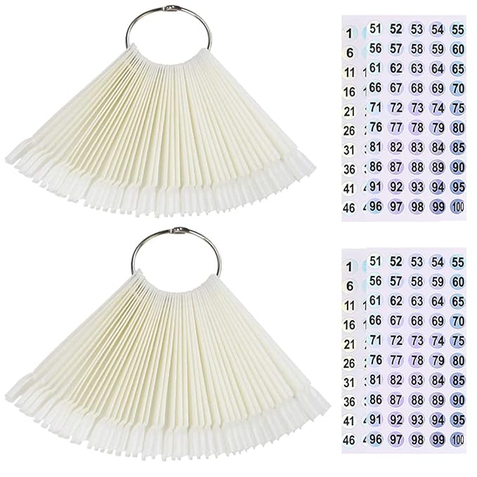 Nail Swatch Sticks with Ring for Nail Polish Color Display Board Art Supplies Practice Samples with Number Stickers (100pcs natural)