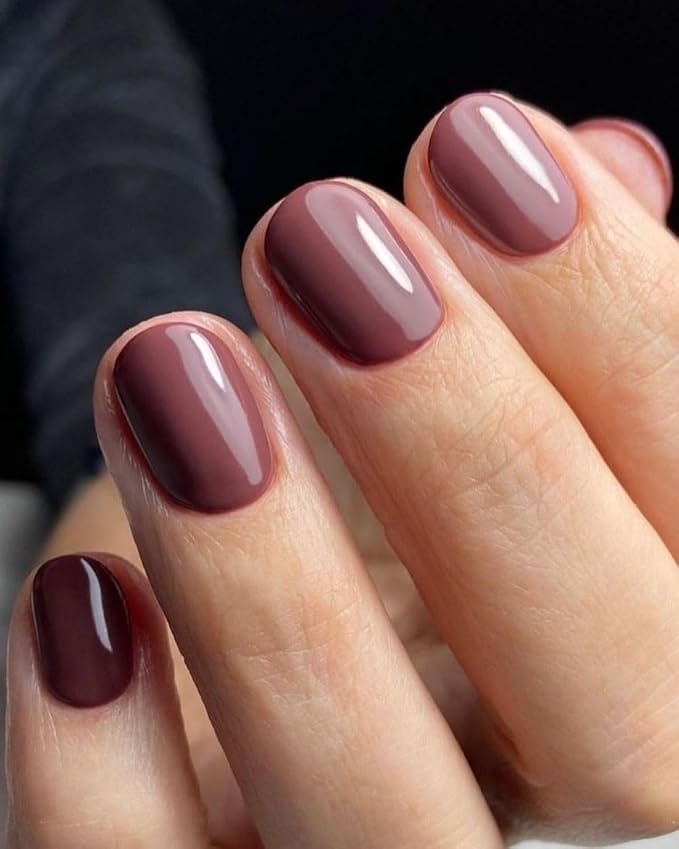 WOOYAS Press On Nails Short Bean Paste Pink Extra Short Press on Nails,Square Fake Nails with Nail Glue Reusable Natural Handmade Nails Press Ons for Women Christmas Gift