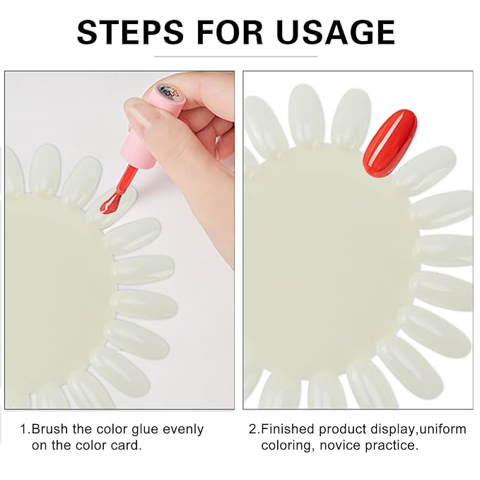 20Pcs False Nail Swatches Wheels Nail Wheel Art Plastic Nail Polish Display Wheel for Manicure Swatches for Nail Polish Color Show Nail (Beige 20 Tips)