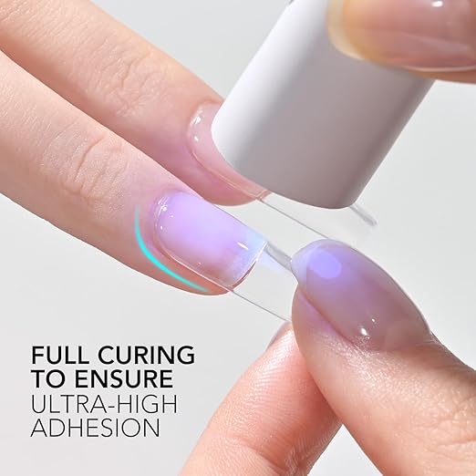 GAOY 4 Pcs 16ml Gel Nail Glue for Acrylic Nails Tips, 2 in 1 Nail Glue and Base Coat, UV Light Cure