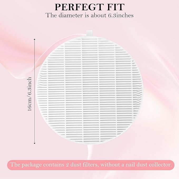 2 Pack Dust Collector Filter Replacement Compatible with Melody Susie, White Nail Dust Collectors Filter for Home and Nail Salons, Reusable Dusts Collectors Match with Dusts Collector Nails Tech Tool