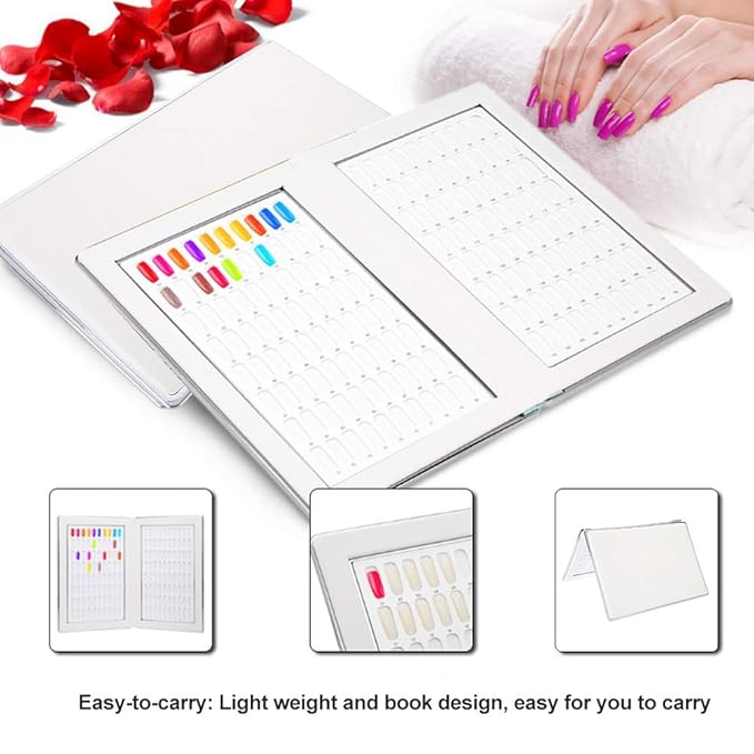 Nail Sample Books,Nail Color Chart Display Book 160 Slots Nail Polish Gel Color Display Nail Salon & Home Manicure Tool