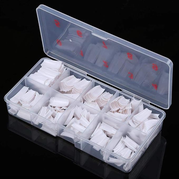 Acrylic Nail Tips White 500Pcs French Artificial False Tip for Manicure Nails Art Salons & Home DIY