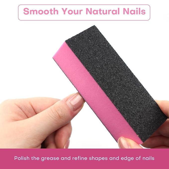 Gel Polish Remover Refill Kits for Nails, Holiday Gifts for Women Girls 4-in-1 Green Nail Polish Remover Set with Soak Off Caps Nail Buffer Block | Nail File | Cuticle Pusher for Poly Gel Acrylic Nail