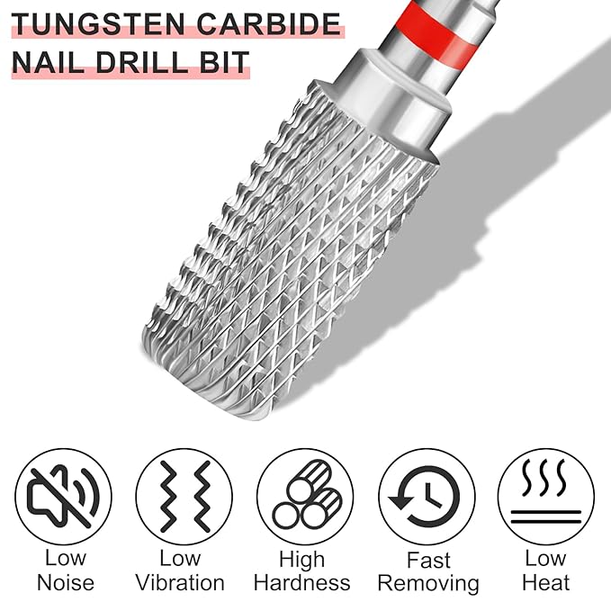 Safety Nail Drill Bits, 3/32'' Carbide Bits, Professional Nail Efile Bit For Nail Drill Machine, Suitable for Manicure Pedicure Cuticle Gel Polishing, Beginners Bits (Silver, Fine Grit)