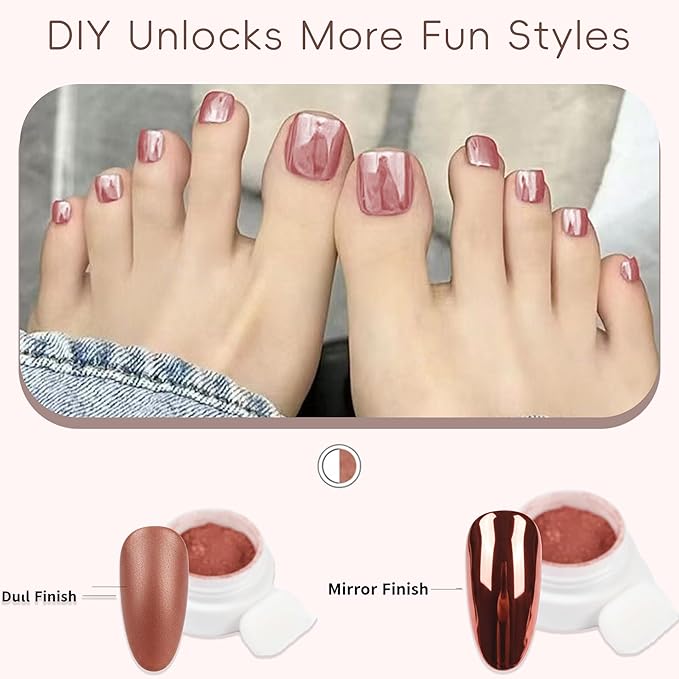 12 PCS Chrome Nail Powder Mirror Effect Kit, Large Capacity Metallic Pearlescent Nail Glitter Pigment with Applicators,Professional Nails Chrome Powder Kit,Gold Powder for Gel Nails (12pcs)