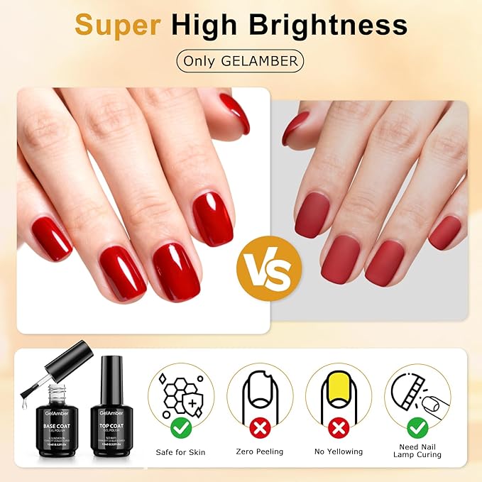 2Pcs 15ml No Wipe Gel Top Coat and Base Coat, Base and Top Coat Gel Nail Polish Set, Essentials for Super Shiny and Long-Lasting Foundation Finish Nail Art Design Gift