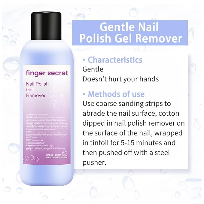 Gel Nail Polish Remover,finger secret Nail Polish Gel Remover 8 FL.OZ,Gel Polish Remover Gel,Professional Gel Nail Polish Remover Quickly & Easily & Effectively Remove Polish