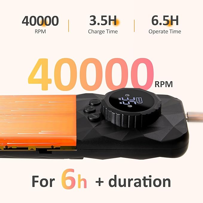 Sunvivi Electric Nail Drill , 40000RPM Powerful Electric Nail File Portable Nail Drill with 11 Drill Bits Rechargeable Efile for for Acrylic Nails Gel Polishing