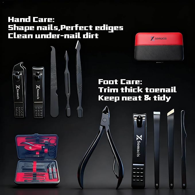 Manicure Set Professional Nail Clipper Kit-18pcs Stainless Steel Manicure&Pedicure Kit,Nail Care Tools Grooming kit with Luxurious Travel Case