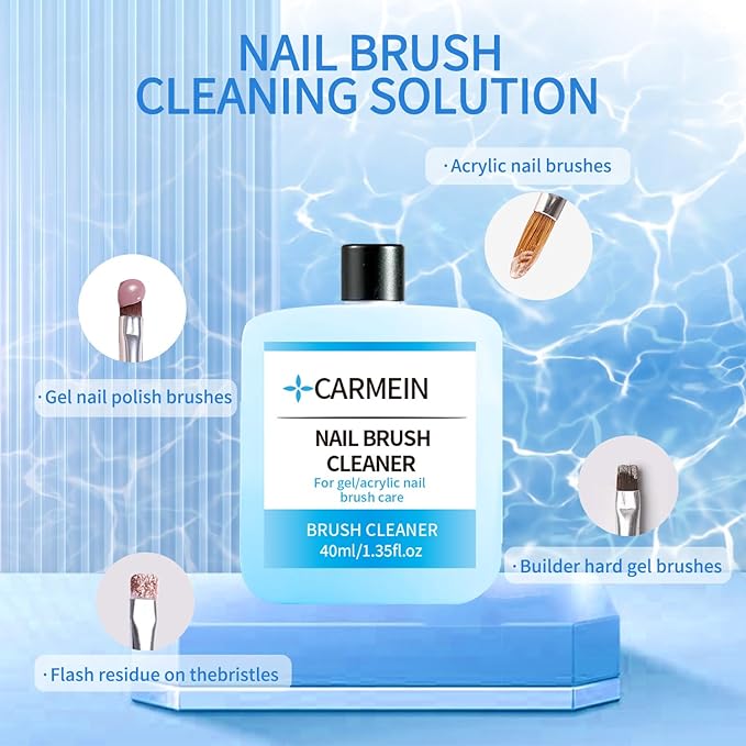 Nail Cleaner & Brush Cleaner & Gel Nail Polish Remover, 40ml/1.35fl.oz Must-Have Nail Care Trio (Nail Brush Cleaner setC)