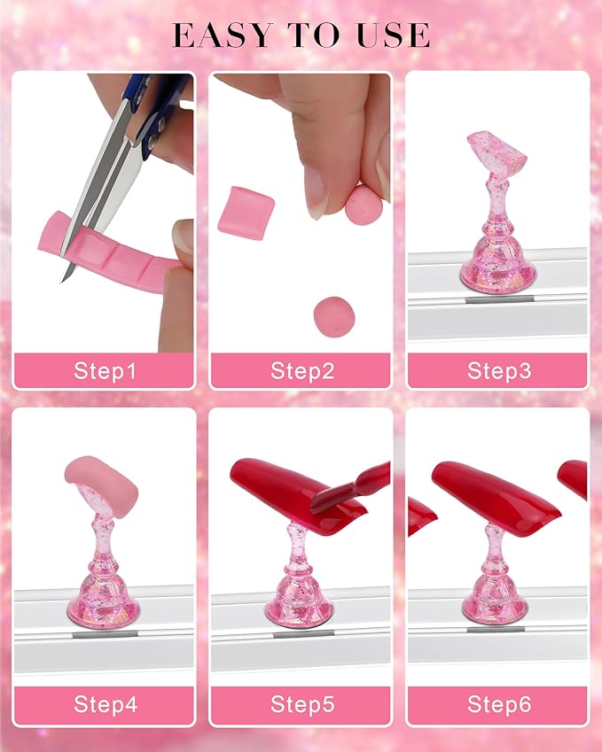 Nail Stand for Press Ons Magnetic Nail Tips Nail Holder for Painting Nails Fake Nail False Nail Design with Reusable Adhesive Putty Practice Nail Art Tools for Home Salon DIY Beginner Supplies