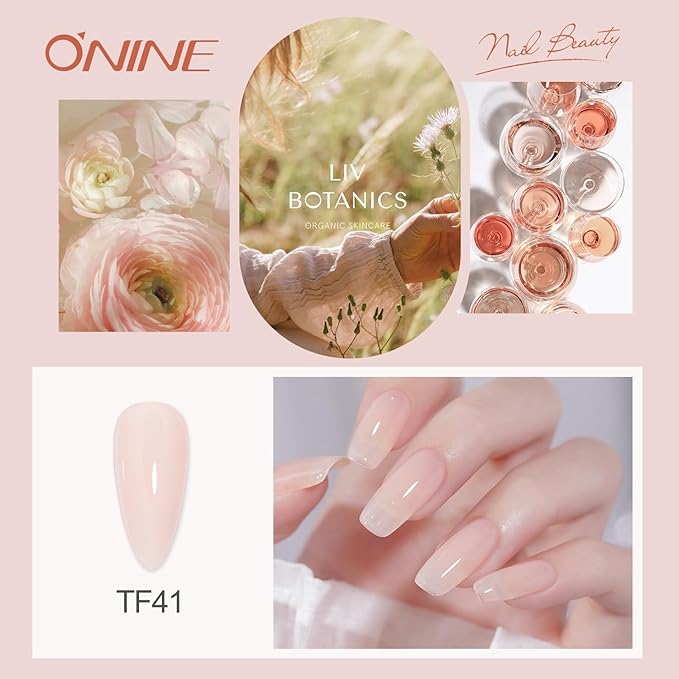 3-Free Gel Nail Polish Set - 6Pcs 10g Nude Pink Jelly UV/LED Gel, Long Lasting High Gloss Soak Off Nail Gel, Nail Beauty Design Manicure for Professional, Salon & Home Use, No Hema & TPO & Di-Hema