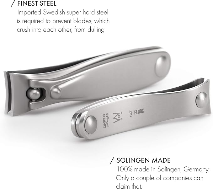 GERMANIKURE Nail Clipper, Glass Nail File & Cuticle Remover Manicure Set in Purple Leather Case - Made in Solingen Germany of FINOX Stainless Steel, Glass Nail Care Supplies Made in Czech Republic