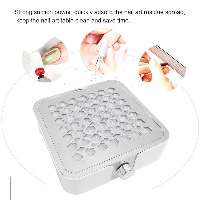 Nail Dust Collector, Professional 60W Vacuum Fan Vent Dust Collector Extractor, 4500RPM Brushless Motor Electric Dust Suction Machine for Home Nail Salon (US Plug)