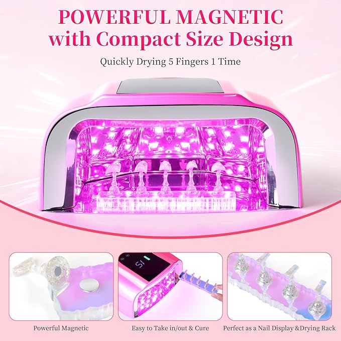 ANGNYA 2 Set Nail Stand, Aurora Nail Holder for Painting Nail Stand for Press on with Reusable Sticky Putty Nail Display Stand Nail Hand Practice Magnetic Nail Art Tools for Homes and Salons