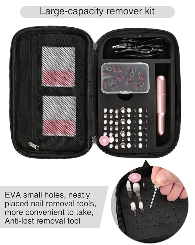 Nail Drill Bag Nail Drill Bits Holder Bag Electric Nail Machine Kit Organizer Bag With Nail Sanding Bands Case Gift for Women (Blck)