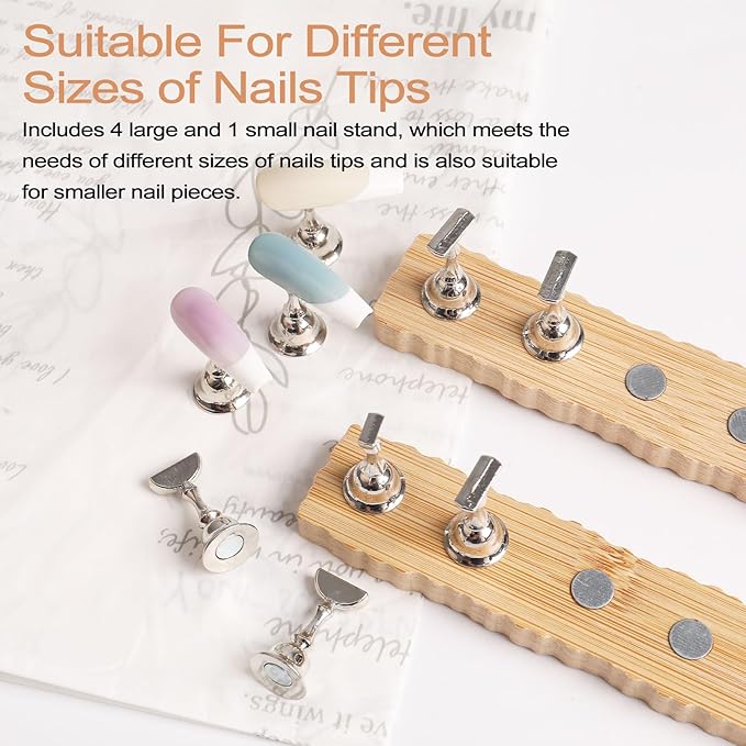 ANGNYA Nail Stand for Press on, 2 Set Super Magnetic Nail Holder for Painting Nails Nail Stand for Painting Nails Nail Display with 96 Pcs Reusable Sticky Putty for Nail Art Display Home & Salon Use