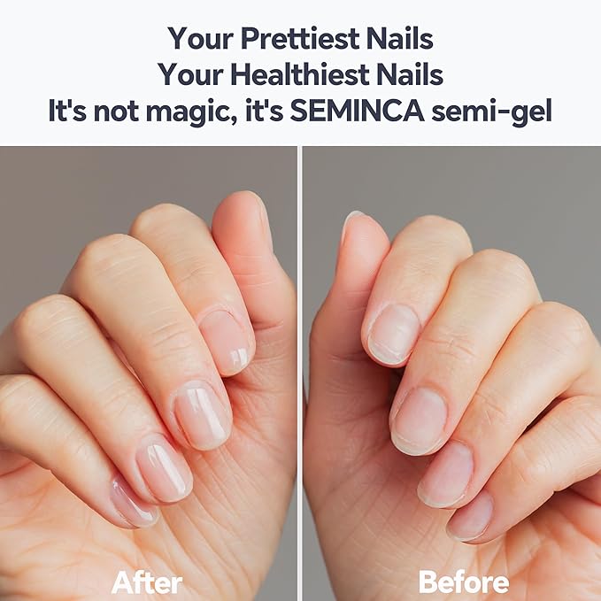 Semi Cured Gel Nail Strips-Salon Quality Semi Gel Press On Nails - School Policy Stickers,Glossy Fake Nails Kit, Easy DIY at Home, Works with Any UV/LED Lamps(Cream Glow)