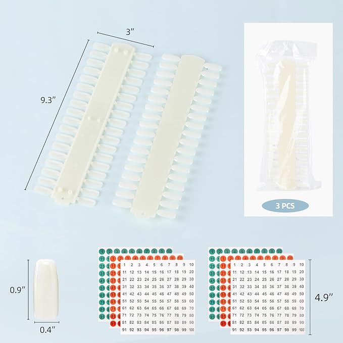 Tbestmax 3 Sets 216 Tips Nail Color Swatch, Double Layer Tips Clear Nail Color Display Palette Paint Practice Chart Swatches