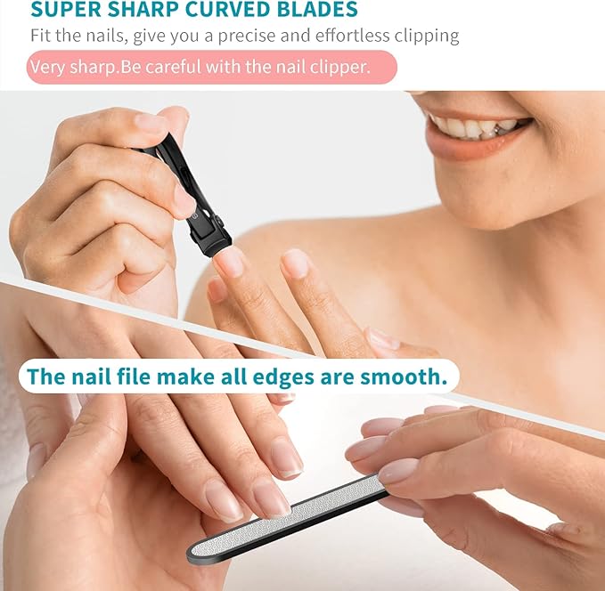 SZQHT Extra Wide Jaw Opening Nail Clippers for Thick Nails Cutter for Ingrown Toenail Clippers & Fingernails Manicure Set,Pedicure Kit,Men & Women(Black)