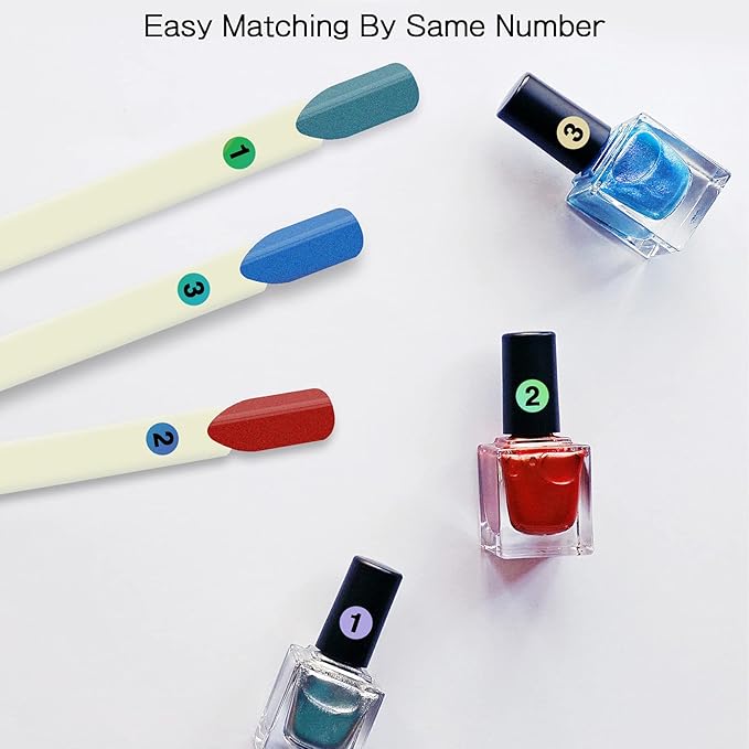 100 ps Fan-Shaped Nail Swatch Sticks with Number Stickers, Practice Nail Tips, Color Display Wheel, Sample Tips Sticks. (Natural)