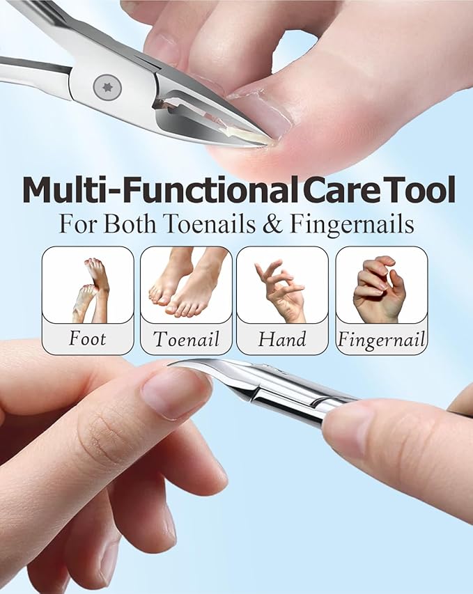 Toe Nail Clippers for Ingrown & Thick Toenails with Nail File & Cleaner - Podiatrist Ingrown Toenail Clippers Set for Seniors & Adults - Ingrown Nail Tool with Stainless Steel Super Sharp Blades