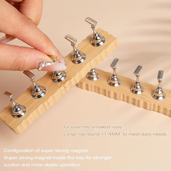 ANGNYA Nail Stand for Press on, 2 Set Super Magnetic Nail Holder for Painting Nails Nail Stand for Painting Nails Nail Display with 96 Pcs Reusable Sticky Putty for Nail Art Display Home & Salon Use