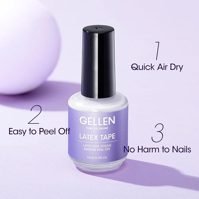 Gellen Liquid Latex for Nails, Peel Off Cuticle Guard for Nail Polish Skin Barrier Protector Nail Art Liquid Latex Tape for Manicure Home Salon 15ml Cuticle Protectors Gifts for Women, White