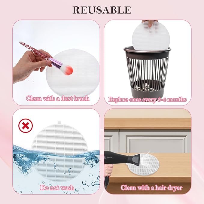 2 Pack Dust Collector Filter Replacement Compatible with Melody Susie, White Nail Dust Collectors Filter for Home and Nail Salons, Reusable Dusts Collectors Match with Dusts Collector Nails Tech Tool