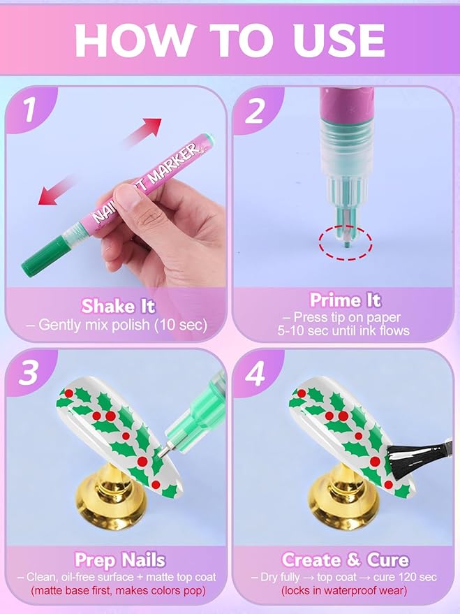 12 Color Nail Art Markers Set, Kalolary Nail Polish Pens Nail Point Graffiti Dotting Pen Drawing Painting Liner Brush for DIY Nail Art Beauty Adorn Manicure Tools