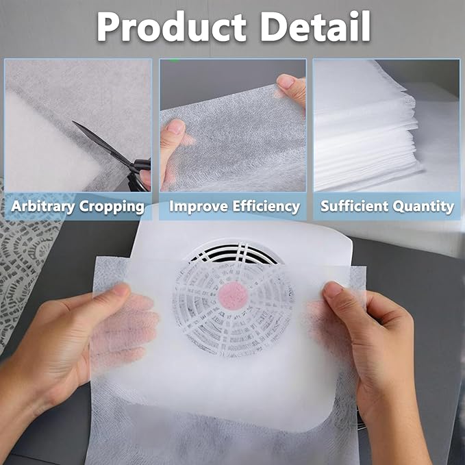Nail Dust Collector Filter Paper, Nail Vacuum Dust Collector Replacement Filter Paper Sheets for Nail Supplies Disposable Nail Dust Filters for Most of Nail Dust Collector Machine-100 Sheets