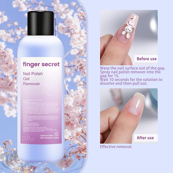 Gel Nail Polish Remover,finger secret Nail Polish Gel Remover 8 FL.OZ,Gel Polish Remover Gel,Professional Gel Nail Polish Remover Quickly & Easily & Effectively Remove Polish