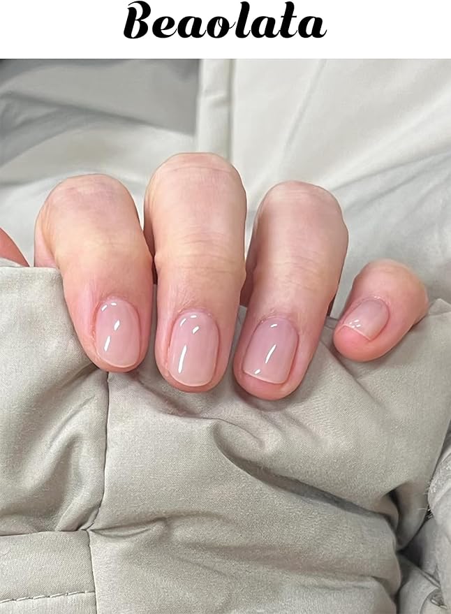 Beaolata Semi Cured Gel Nail Strips - UV Light Gel Nail Stickers - 20 Long Lasting Salon Quality Wraps (Transparent Dew Drop)