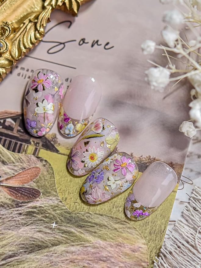 Summer Garden Nail Stickers 5D Embossed – Premium Salon-Quality Nail Charm Accessories, Easy Application & Self-Adhesive Summer Flower Sticker for DIY Manicure, Nail Art, Press on, Home or Salon Use