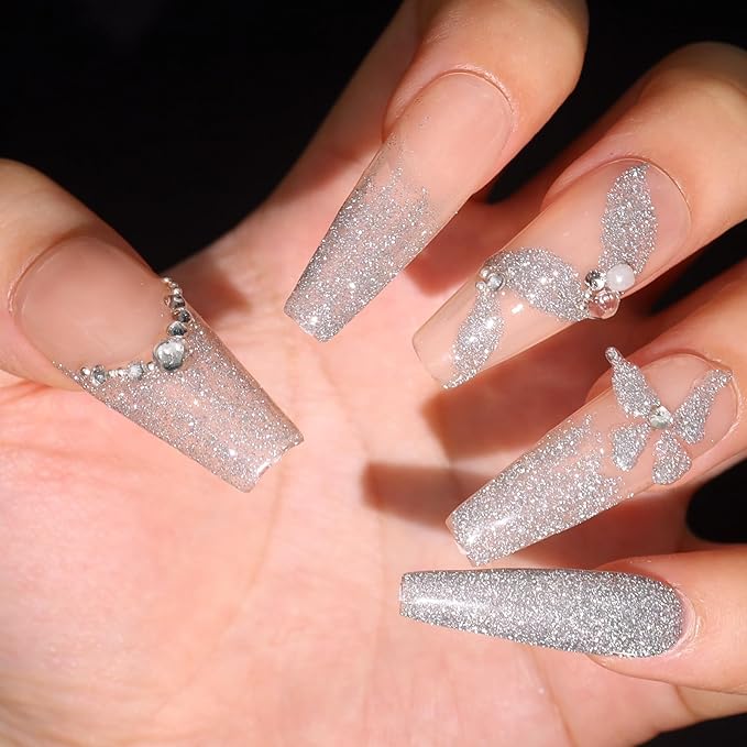 Allstarry Reflective Glitter Gel Nail Polish, 15ml/0.5 Fl Oz Shimmer Sparkle Diamond Glitter Gel Polish UV LED Curing Soak Off Home DIY Nail Salon for Nail Art Disco Party Nightclub Wedding - Silver