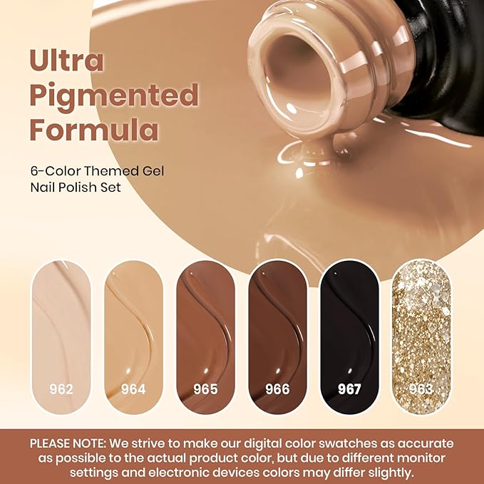 Beetles Brown Gel Polish - 6 Colors Nude Brown Neutral Beige Khaki Glitter Gold Gel Nail Polish Set Roasted Chestnuts Collection Uv Gel Nail Art Manicure