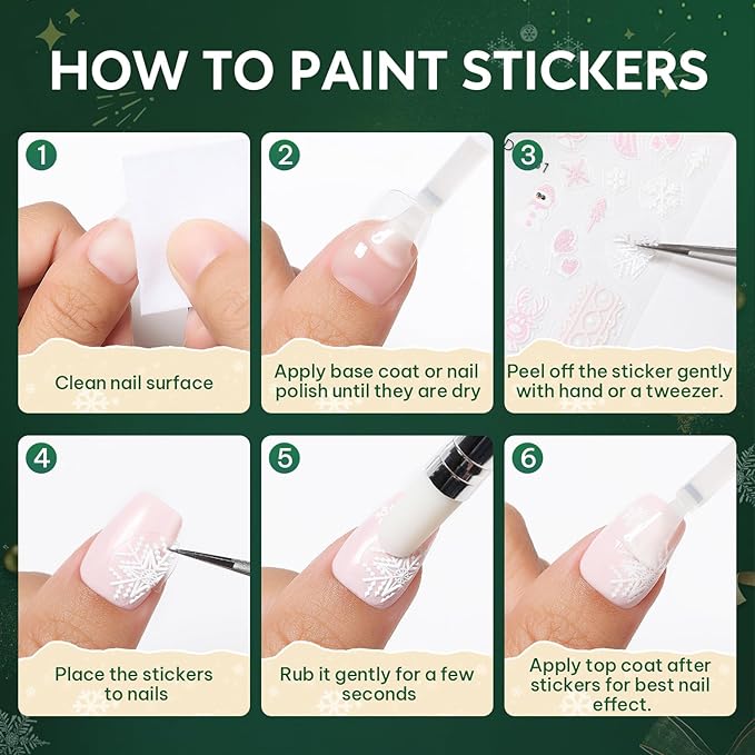 Nicedeco 15 Sheets Christmas Nail Art Stickers Decals Self-Adhesive Nail Supplies Nail Art Design Decoration 005