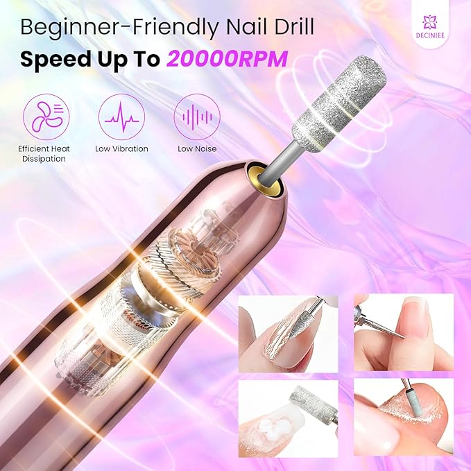 Nail Kit for Beginners with Everything: Professional Acrylic Powder Liquid Set with Nail Practice Hand Drill U V Light Gel Polish in Cosmetic Bag Gift for Women Salon Home (Holo Pink)