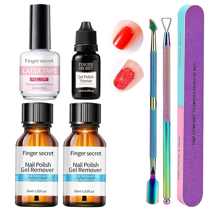 Gel Nail Polish Remover Set, Multi-Use Nail Polish Remover, Professional Liquid Formula for Natural & Long-Lasting Gel Nails（Gel Nail Polish Remover Set)