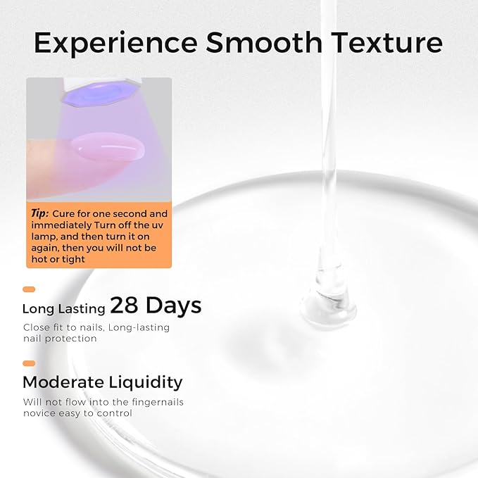 TOMICCA 7 in 1 Clear Builder Gel for Nails 15ml Nail Strengthener Extension Hard Gel for Nail Art Thickening Soak Off UV Long Lasting Base and Top Coat Needed