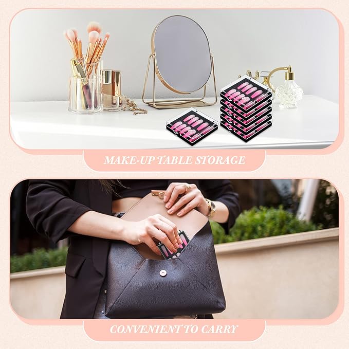 Landhoow 15 Pcs Press On Nail Boxes Nail Display Case with 30 Adhesive Tape, Artificial Press On Nail Container, Acrylic Storage Organizer(Black)