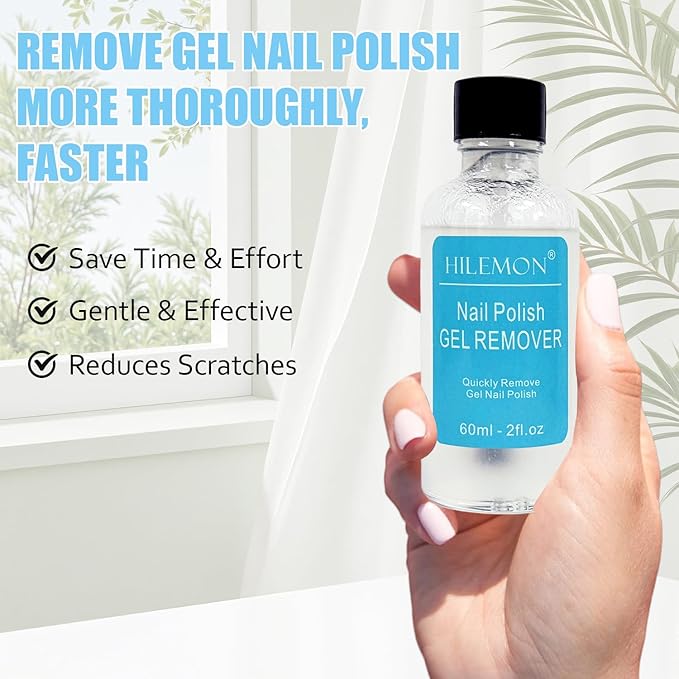 Quick Gel Nail Polish Remover Kit, Easy Remove Gel Polish in 3 Minutes, Safe for Natural Nails with Nail Tools, No Need Soaking or Wrapping, Gel Remover for Nails, Larger Size (60ml)