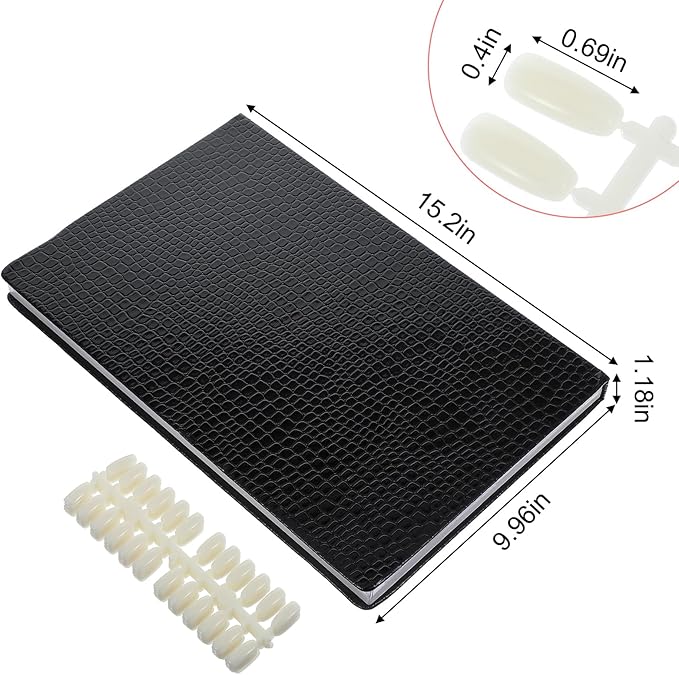 Professional 308 Nail Colors Chart, Black Polish Display Card Book, Nail-Art Salon Display Booklet, Nail Color Swatch Practice Card Design Board